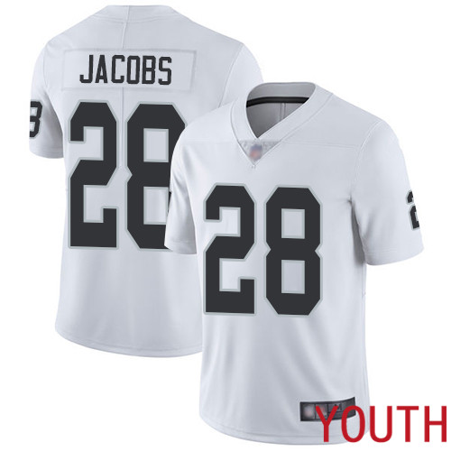 Oakland Raiders Limited White Youth Josh Jacobs Road Jersey NFL Football #28 Vapor Untouchable Jersey->nfl t-shirts->Sports Accessory